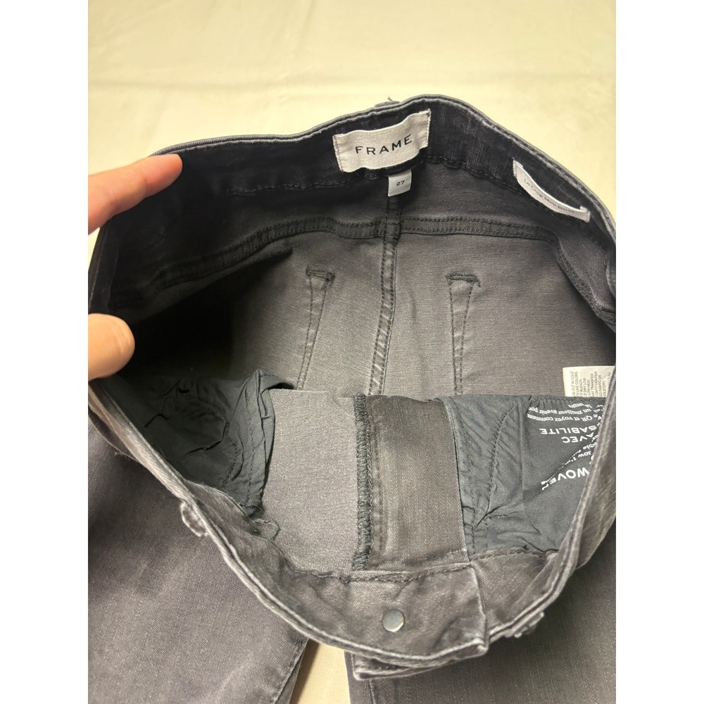 FRAME Le Crop Mini Boot Jeans Kerry Black Grey Raw Hem  Womens Size 27X27‎ - Picture 4 of 15